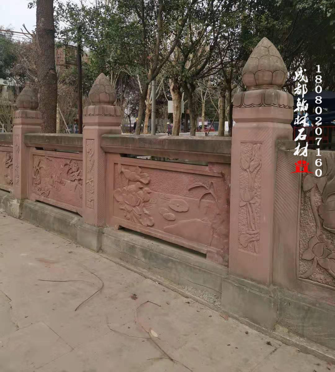 四川专业生产红砂岩浮雕栏杆厂 