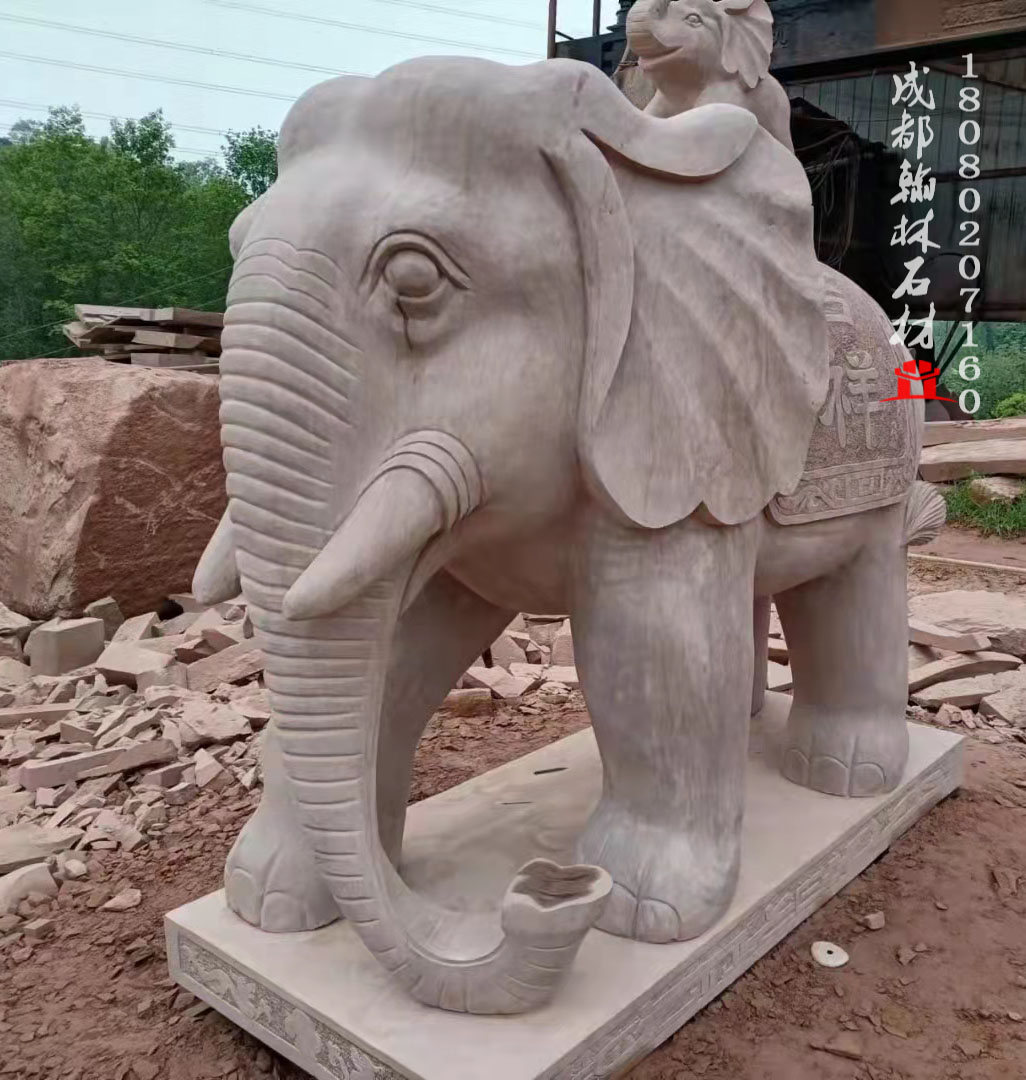 四川厂家定制红砂石大象 